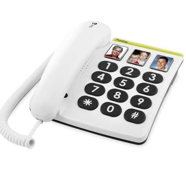 Doro Phoneasy 331ph sladdtelefon - Vit - 3 direktminnesknappar med foto - Automatisk återuppringning