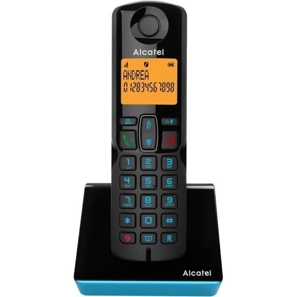 Alcatel S280 duo blå, trådlös telefon duo, handsfree, katalog med 50 namn och nummer, funktion för blockering av oönskade samtal
