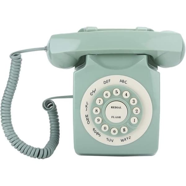 Vintage Grön Telefon, Retro Fast Telefon av Klassisk Design, Europeisk Trådbunden Telefon med Stora Knappar för Dekoration
