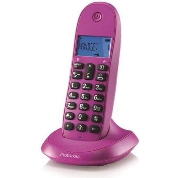 Trådlös telefon - MOTOROLA - C1001 Violeta - LCD-skärm - monokrom - Nummerpresentation - 40 namn och nummer Lila