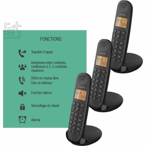 Langaton puhelin Logicom ILOA 350 TRIO Musta