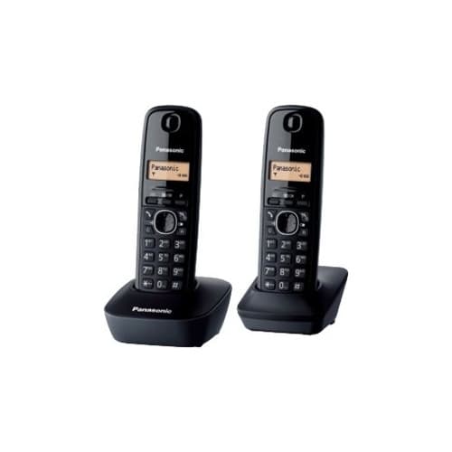 Panasonic KX-TG1612 - trådlös telefon med nummerpresentation + 1 extra handuppsättning - 3-riktad samtalsförmåg Svart