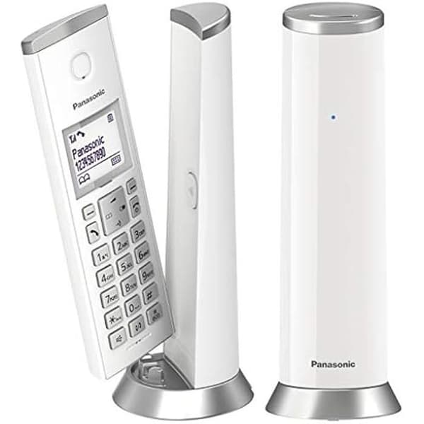 Panasonic KX-TGK212JTW sladdlös DECT-telefon med 1,5-tums LCD-bakgrundsbelysning, vita ringsignaler, skräppostsamtal, Eco och Vit