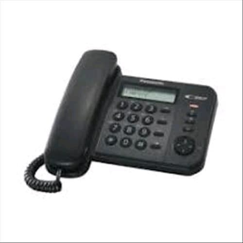 PANASONIC KX-TS560EX1B fast telefon - Svart - Katalog 50 namn och nummer - Nummerpresentation - Handsfree