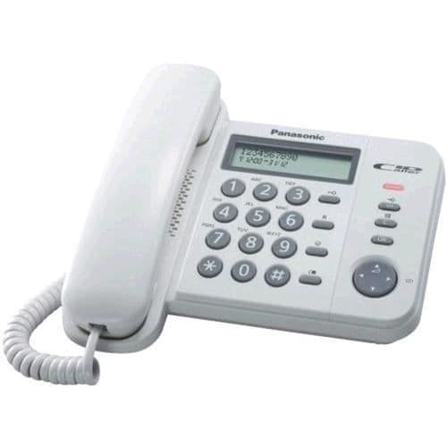 PANASONIC KX-TS560EX1W fast telefon - Monokrom LCD-skärm - Nummerpresentation - Parkerad musik - Vit Vit