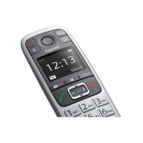 Gigaset E 560 telefon - lur med sladd med högtalartelefon och nummerpresentation - svart och silver