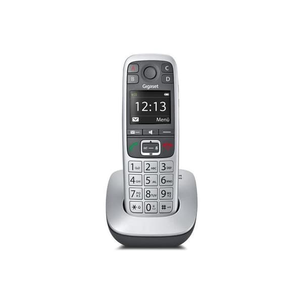 Gigaset E 560 telefon - lur med sladd med högtalartelefon och nummerpresentation - svart och silver Svart, Silver