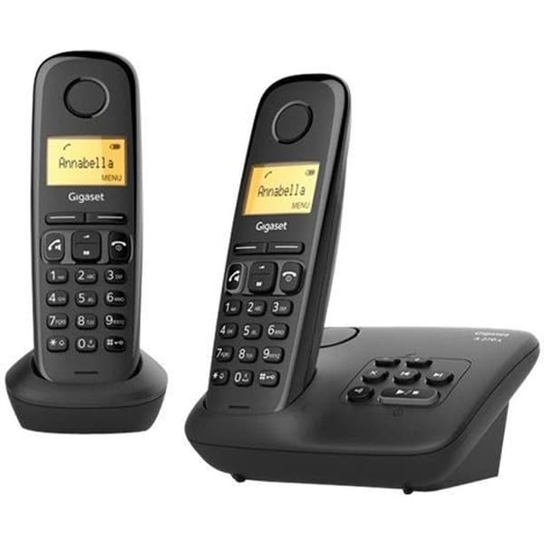Gigaset A270A Duo trådlös telefon med telefonsvarare och nummerpresentation, svart + extra handenhet