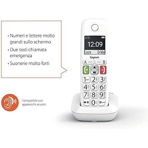 Trådlös telefon - GIGASET - E290 - Kraftfulla toner - Snabbknappar - Handsfree