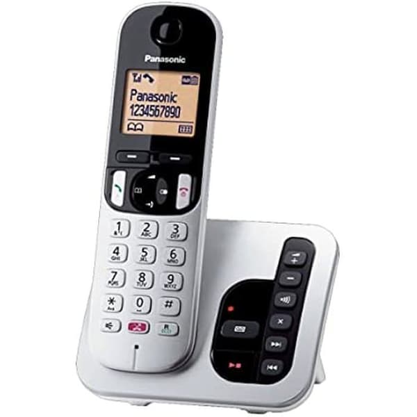 PANASONIC KX-TGC260JTS digital trådlös telefon med telefonmeddelanden, handsfree och ljusstark display Svart, Silver
