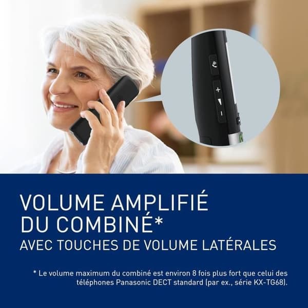 Panasonic KX-TGU410EXB Trådlös Digitaltelefon, Basenhet och 1 Handset, LCD-skärm, Favoritsamtal, Ficklampa, Kompatibel med