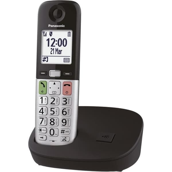 Panasonic KX-TGU410EXB Trådlös Digitaltelefon, Basenhet och 1 Handset, LCD-skärm, Favoritsamtal, Ficklampa, Kompatibel med Svart, Silver