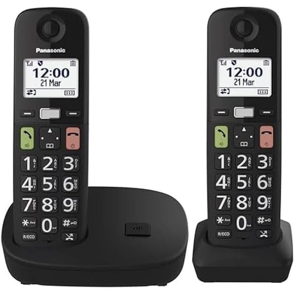 Trådlös telefon - PANASONIC - KX-TGU112EXB - LCD-skärm - Stora knappar - Integrerad telefonsvarare