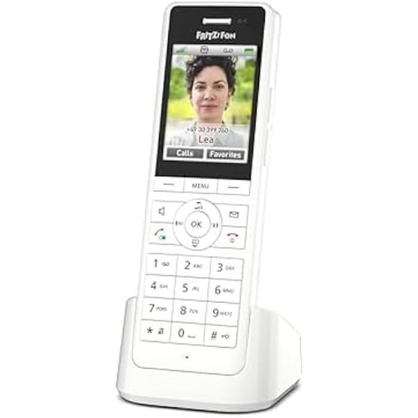 AVM Fritz!Fon X6 Blanco International Full Duplex HD DECT trådlös telefon, färgskärm, kompatibel med Fritz! Box med bas