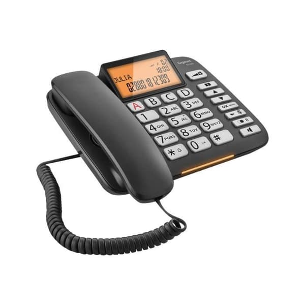 Gigaset DL580 sladdtelefon med nummerpresentation svart - handsfree och inbyggd klocka