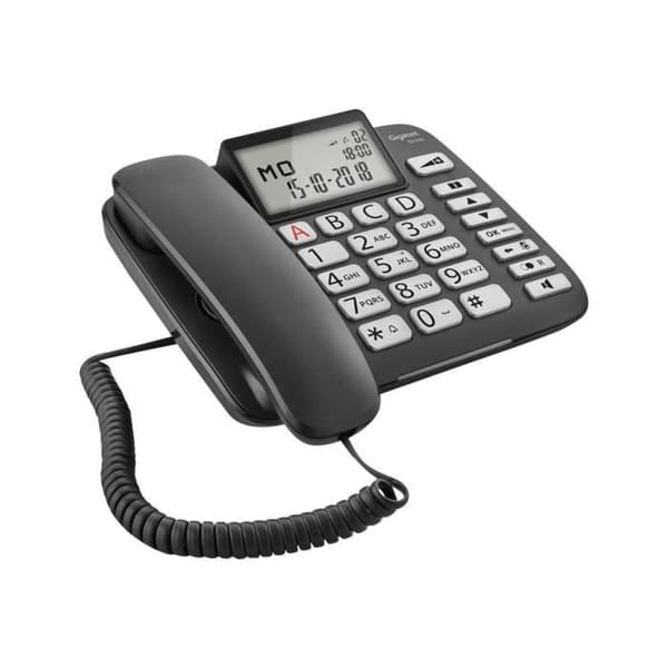 Gigaset DL580 sladdtelefon med nummerpresentation svart - handsfree och inbyggd klocka