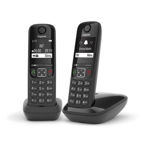 Gigaset AS690 DUO, Analog/dekt telefon, Trådlös lur, Högtalare, 100 poster, Nummerpresentation, Svart