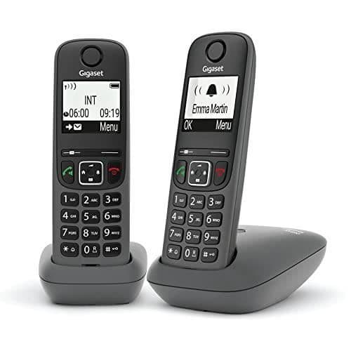 Trådlös telefon - GIGASET - AS490 DUO - Svart - Högtalartelefon - Stort belyst display
