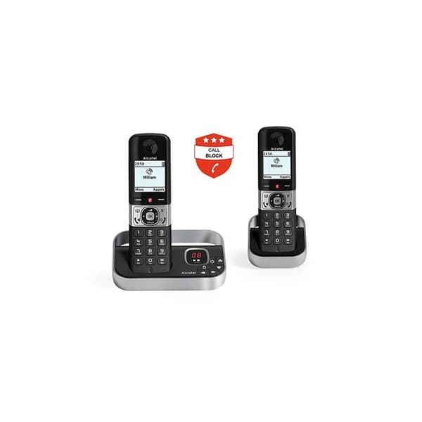 DUO Pack - Alcatel F890 Voice Duo trådlösa telefoner med Premium Call Blocking - Integrerad telefonsvarare - Seniortelefoni Svart