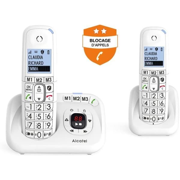 Trådlös fast telefon Alcatel XL785 Duo Vit - Handsfree - 2 års garanti