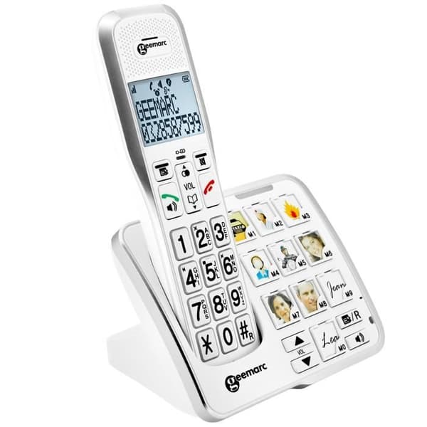 Trådlös förstärkt telefon med fotominne och telefonsvarare Geemarc Vit