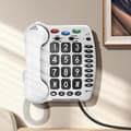 Miniatyrbild 3 av 4: Telesenior fast telefon väggmonterad förstärkt 30dB hög ringning stort tangentbord Geemarc vit