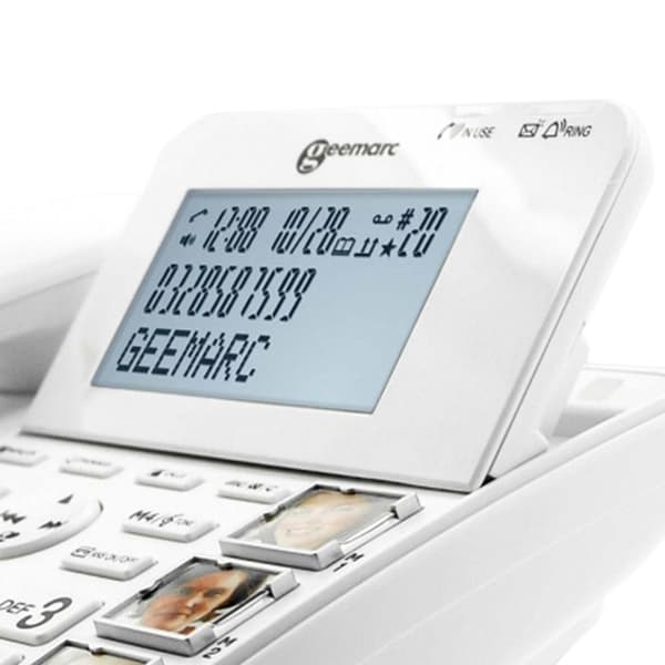 Förstärka Bords telefon med Fotoknappar och SOS-knapp, Inbyggd Svarare Geemarc Vit