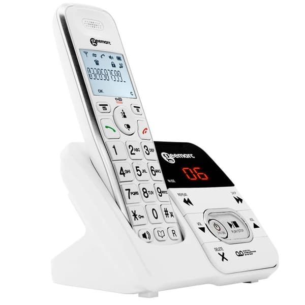 Trådlös Förstärkt Seniortelefon med Svarsapparat och Fristående Läge Geemarc Vit