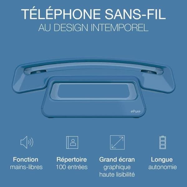 Alcatel Epure Iconic - Trådlös DECT Telefon - Vintage Design - Blå