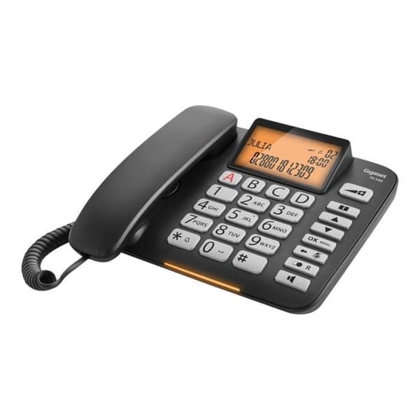 Gigaset DL580 sladdtelefon med nummerpresentation svart - handsfree och inbyggd klocka Svart