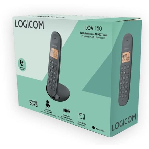 Trådlös fast telefon - LOGICOM - DECT ILOA 150 SOLO - Svart - Utan telefonsvarare