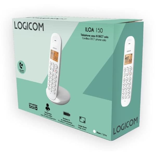 Trådlös fast telefon - LOGICOM - DECT ILOA 150 SOLO - Vit - Utan telefonsvarare