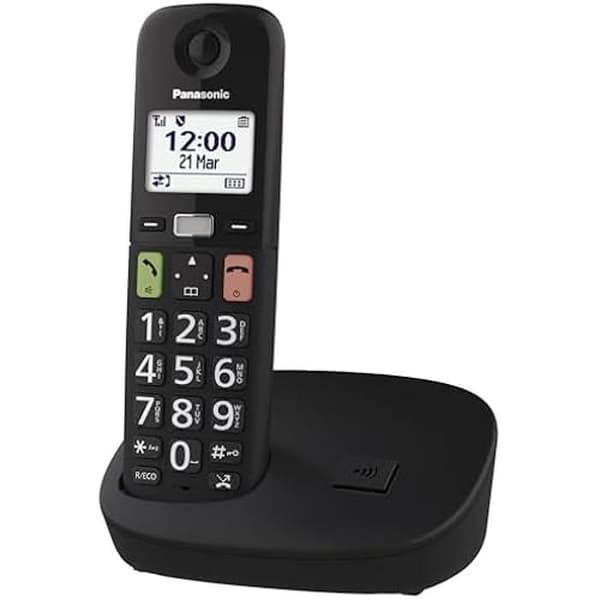 Trådlös telefon - PANASONIC - KX-TGU110EXB - LCD-skärm - Stora knappar - Favoritsamtal Svart
