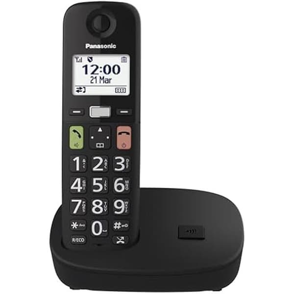 Trådlös telefon - PANASONIC - KX-TGU110EXB - LCD-skärm - Stora knappar - Favoritsamtal