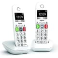 Miniatyrbild 1 av 6: Trådlös fast telefon - GIGASET - E290 Duo White - Stor skärm - Stora knappar - Audio Boost