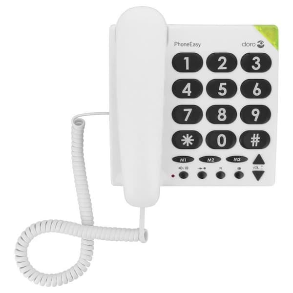 Doro PhoneEasy 311c sladdtelefon Vit stora knappar Senior hörapparat
