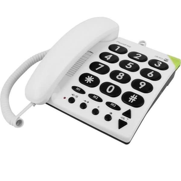 Doro PhoneEasy 311c sladdtelefon Vit stora knappar Senior hörapparat