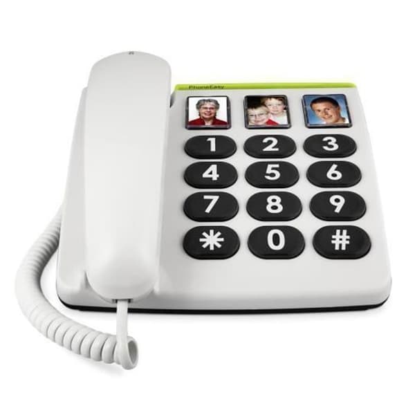Doro PhoneEasy 331ph analog sladdlös telefon - Vit - Telefonbokskapacitet med 3 poster