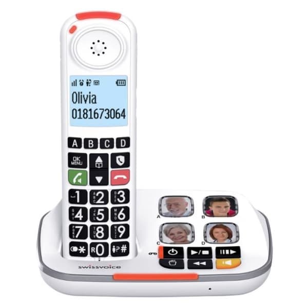 Senior fast telefon med Swissvoice Xtra 2355 telefonsvarare | 90dB förstärkt ringsignal och volym