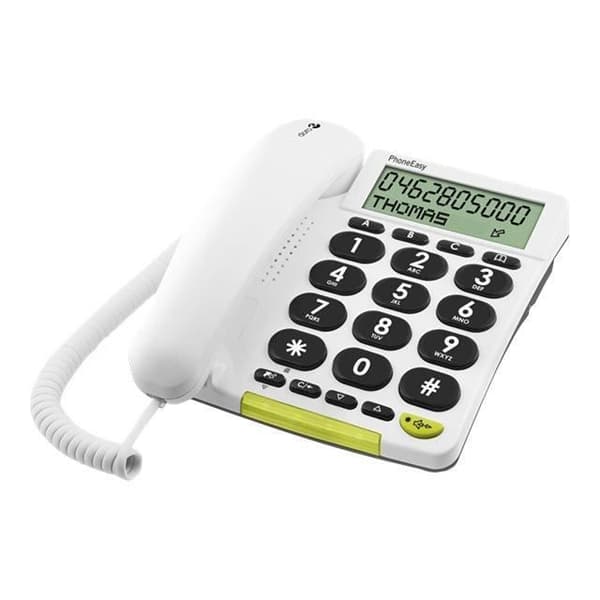 Telefon med sladd med stora knappar DORO 312 cs Vit