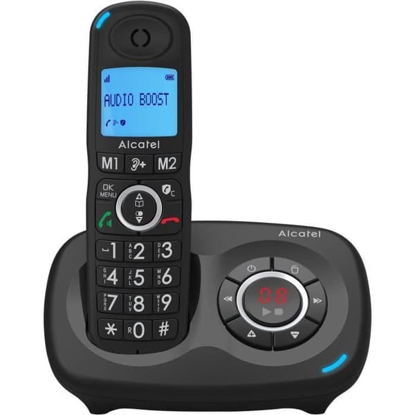 Trådlös telefon med telefonsvarare ALCATEL XL595B Voice Pack Duo Black - Audio Boost, handsfree, nummerpresentation