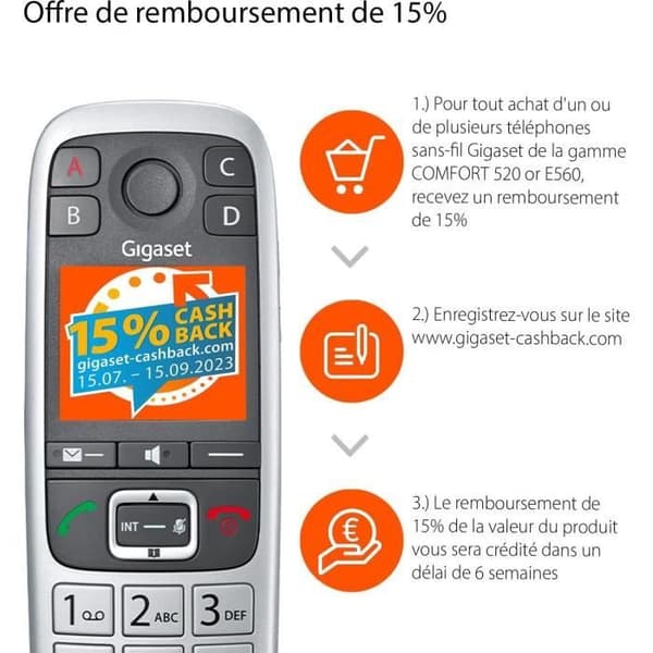 Gigaset Trådlös dect telefon silver - giga e 560 silver