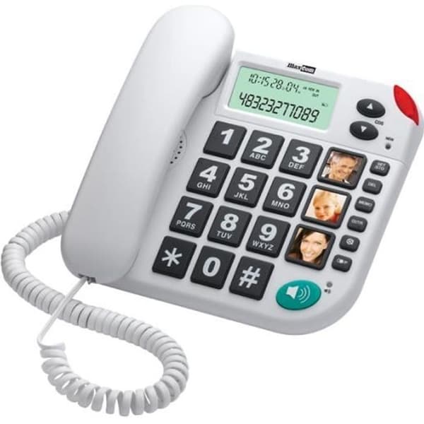 MaxCom KXT480, Analog telefon, Högtalartelefon, Nummerpresentation, Vit