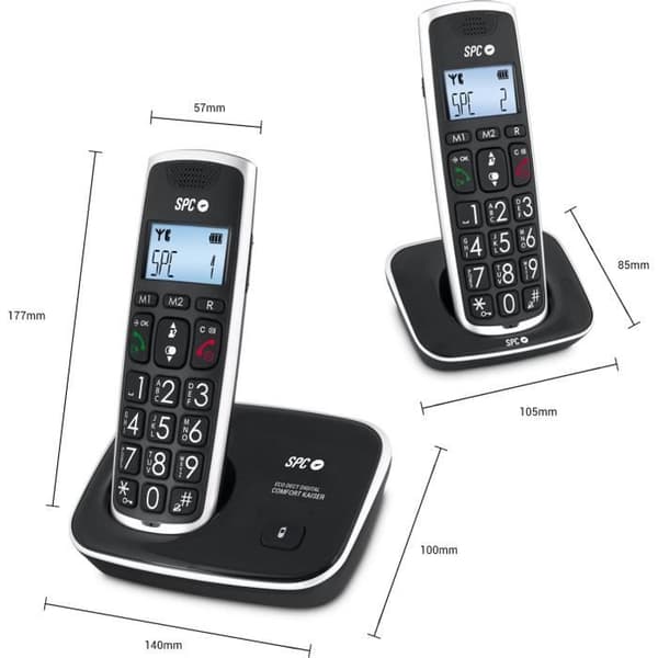 SPC 7609N DECT DUO Telefon Stora knappar AG20 ID LCD E