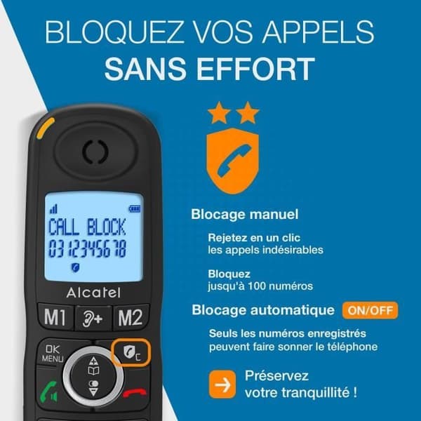Alcatel XL595 B Voice Trio - Trådlös Fixtelefon för Seniorer med Svarare - Stort Bakgrundsbelyst Skärm - Handsfree - B-funktion