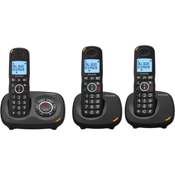 Alcatel XL595 B Voice Trio - Trådlös Fixtelefon för Seniorer med Svarare - Stort Bakgrundsbelyst Skärm - Handsfree - B-funktion