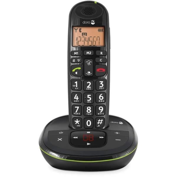 DORO PhoneEasy 105wr trådlös telefon med telefonsvarare och nummerpresentation - svart