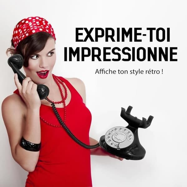 Telefon Vintage Opis FunkyFon Kabel Noir