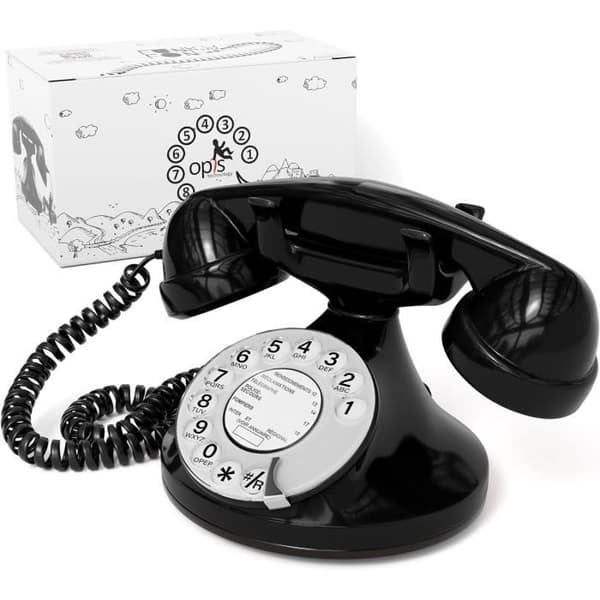Telefon Vintage Opis FunkyFon Kabel Noir