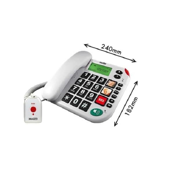 MAXCOM KXT481 sladdtelefon - Stora knappar och bilder - SOS-knapp - Vit